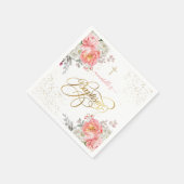 Serviette En Papier Baptême de fille florale (Coin)