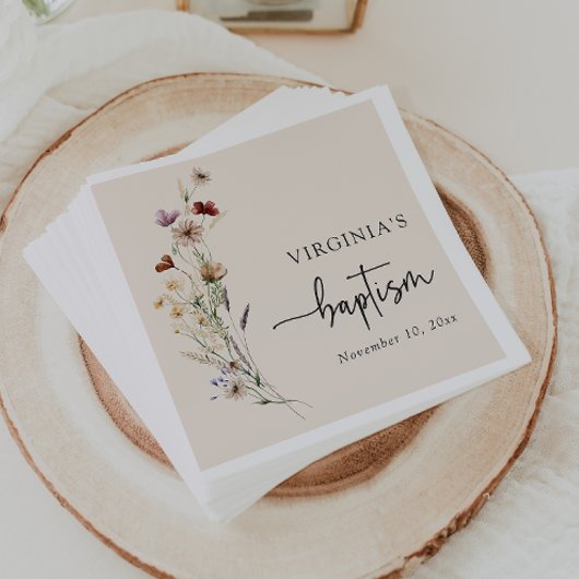 Serviette En Papier Baptême de Fleur Sauvage