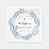 Serviette En Papier Baptême de fleurs bleues (Devant)