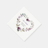 Serviette En Papier Baptême de Fleurs de pivoines violettes délicates (Coin)