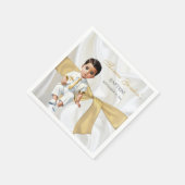 Serviette En Papier Baptême de garçon blanc et or (Coin)