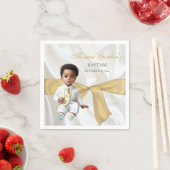 Serviette En Papier Baptême de garçon blanc et or (En situation)
