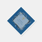 Serviette En Papier Baptême de garçon classique moderne Croix d'or ble (Coin)