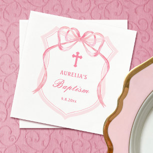 Serviette En Papier Baptême de la crête rose