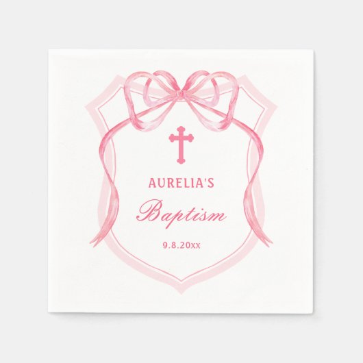 Serviette En Papier Baptême de la crête rose (Devant)
