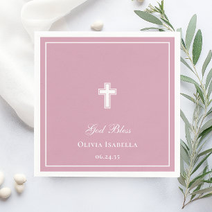 Serviette En Papier Baptême de la fille de la croix Dieu bénisse