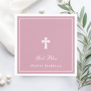 Serviette En Papier Baptême de la fille de la croix Dieu bénisse