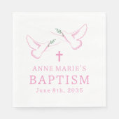Serviette En Papier Baptême de la fille rose de la colombe (Devant)