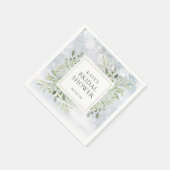 Serviette En Papier Baptême de mariage aquarelle de verdure hivernale (Coin)
