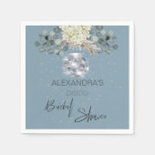 Serviette En Papier Baptême de mariage boule disco floral bleu poussié (Devant)