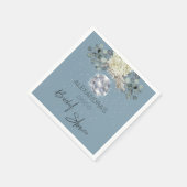 Serviette En Papier Baptême de mariage boule disco floral bleu poussié (Coin)