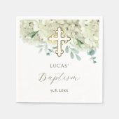 Serviette En Papier Baptême d'Hydrangée blanche (Devant)
