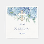 Serviette En Papier Baptême d'Hydrangée Bleue (Devant)