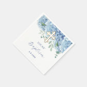 Serviette En Papier Baptême d'Hydrangée Bleue (Coin)