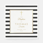 Serviette En Papier Baptême D'Or Et De Noir (Devant)