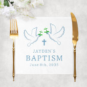 Serviette En Papier Baptême du garçon bleu de la colombe