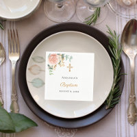 Baptême eucalyptus floral fille rose poudré poussi
