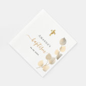 Serviette En Papier Baptême eucalyptus nom doré (Coin)