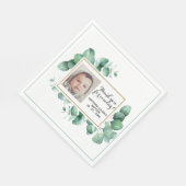 Serviette En Papier Baptême Eucalyptus verdure MERCI Christening (Coin)