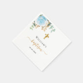 Serviette En Papier Baptême eucalyptus vert bleu garçon fleuri (Coin)