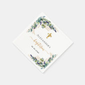 Serviette En Papier Baptême eucalyptus vert monogramme élégant (Coin)