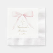 Serviette En Papier Baptême fille arc rose (Devant)