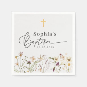 Serviette En Papier Baptême fleur sauvage