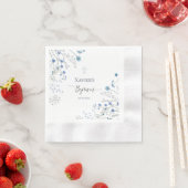 Serviette En Papier Baptême fleur sauvage bleu (En situation)