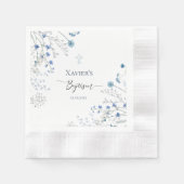 Serviette En Papier Baptême fleur sauvage bleu (Devant)