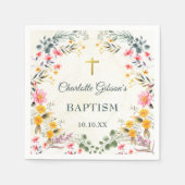 Serviette En Papier Baptême Fleur sauvage coloré (Devant)