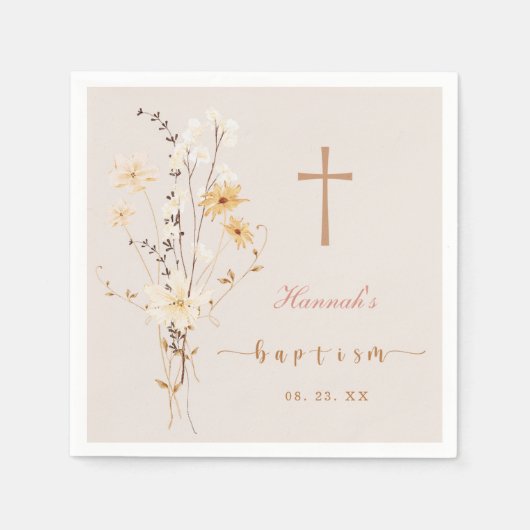 Serviette En Papier Baptême Fleur sauvage élégant / Baptême (Devant)