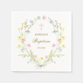 Serviette En Papier Baptême Fleur sauvage Pastel (Devant)
