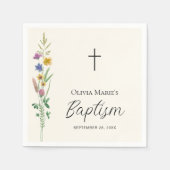 Serviette En Papier Baptême Fleur sauvage rustique (Devant)