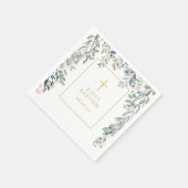 Serviette En Papier Baptême Fleurs Verdure (Coin)