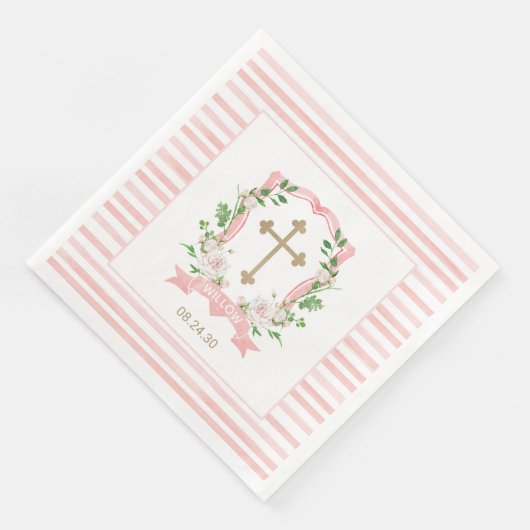 Serviette En Papier Baptême floral (Coin)