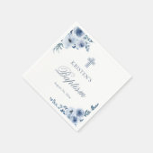 Serviette En Papier Baptême floral bleu Dusty Baptême (Coin)