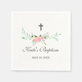Serviette En Papier Baptême floral doux Napkin (Devant)