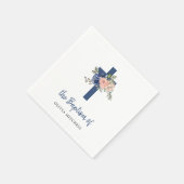 Serviette En Papier Baptême floral et transversal (Coin)