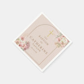 Serviette En Papier Baptême Floral Pampas (Coin)