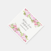 Serviette En Papier Baptême Floral rose (Coin)