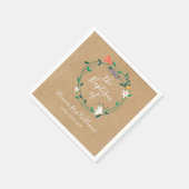 Serviette En Papier Baptême Floral Rustique Moderne (Coin)