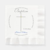 Serviette En Papier Baptême Garçon croisé en argent bleu (Devant)
