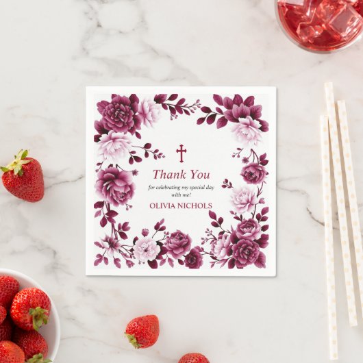 Serviette En Papier Baptême Merci bourguignon (En situation)