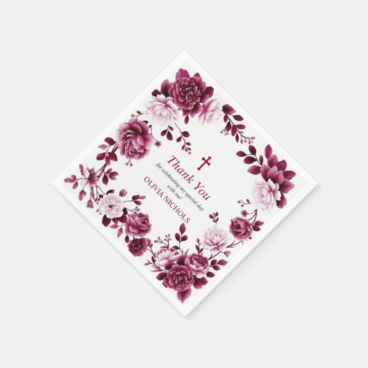 Serviette En Papier Baptême Merci bourguignon (Coin)