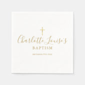 Serviette En Papier Baptême moderne signature dorée (Devant)