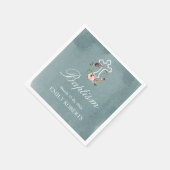 Serviette En Papier baptême océan marsala monogramme floral (Coin)