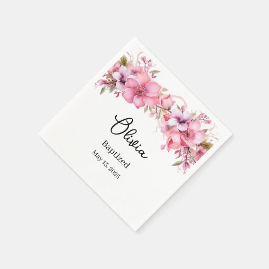 Serviette En Papier Baptême personnalisé (Coin)