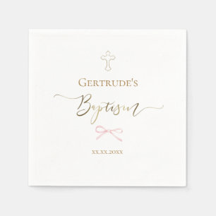 Serviette En Papier Baptême petit arc rose