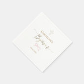 Serviette En Papier Baptême petit arc rose (Coin)