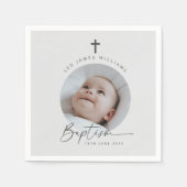 Serviette En Papier Baptême Photo Arrière - plan gris (Devant)